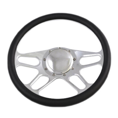 CJ Classics Steering Wheel Kit With Polished Hub With Large Horn Button 14  S...