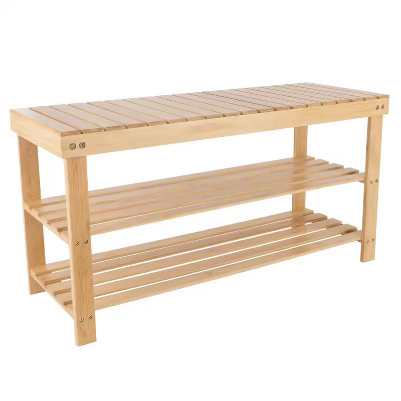 8-Pair Bamboo Bench and Shoe Organizer