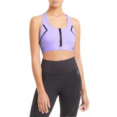 Puma High Impact Front Zip Bra Womens Purple Casual 520295-16