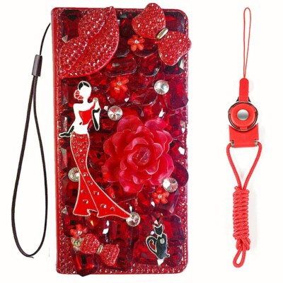 for Samsung Galaxy S21 S22 S23 Note10+ S24 Ultra Case Bling Wallet Leather Cover