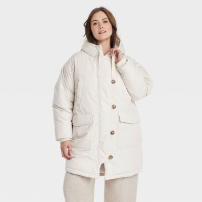 Womens Long Parka Jacket - Universal Thread Cream XXL