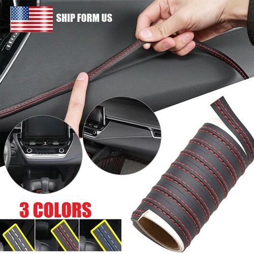 2M PU Leather Car Dashboard Decor Line Strip Sticker Moulding Trim Accessories
