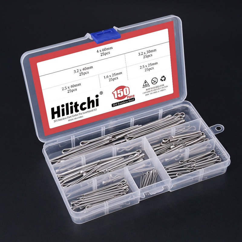 150-Pcs 304 Stainless Steel Cotter Pin Assortment Kit for Automotive Mechanics S