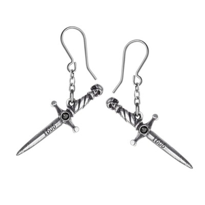 Alchemy Gothic Hand Of Macbeth Earrings Skull Dagger Pewter Punk Emo Alternative