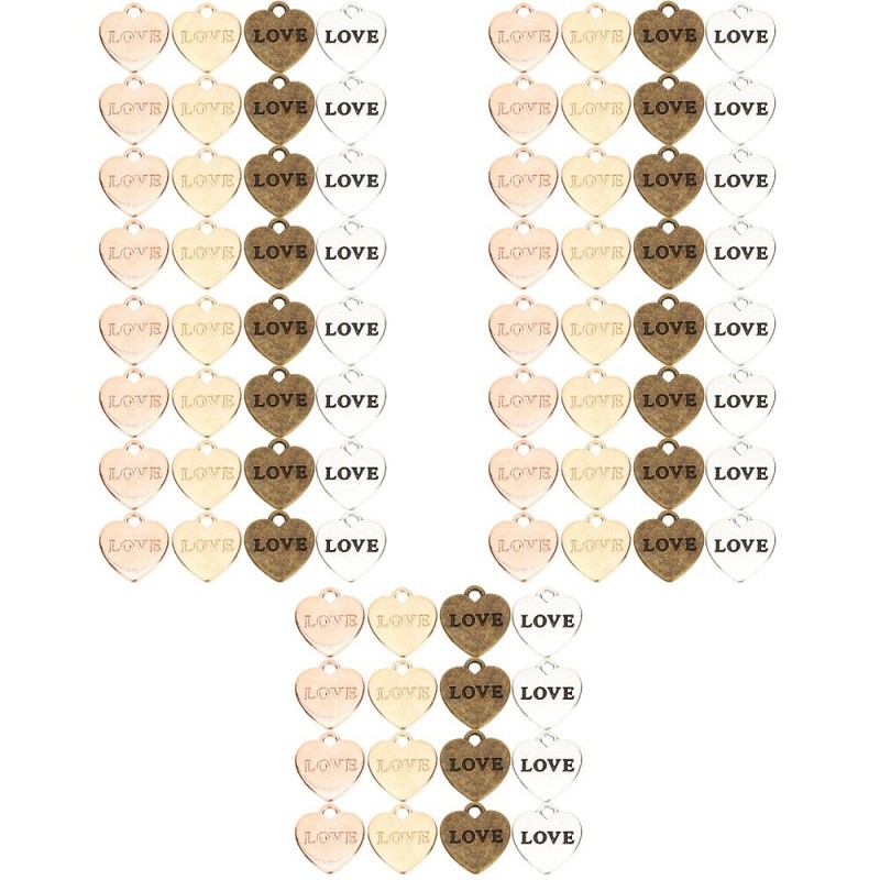  120pcs En Alliage Coeur Charmes Bricolage Artisanat Coeur Charmes Pendants