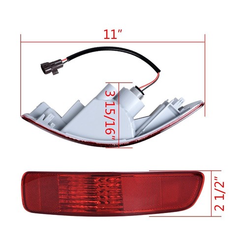 2X Left Right Rear Bumper Reflector Light For Mitsubishi Outlander 07-12 w/ Bulb