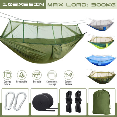 2 Person Double Camping Hammock Chair Bed Outdoor Hanging Swing Sleeping Garden