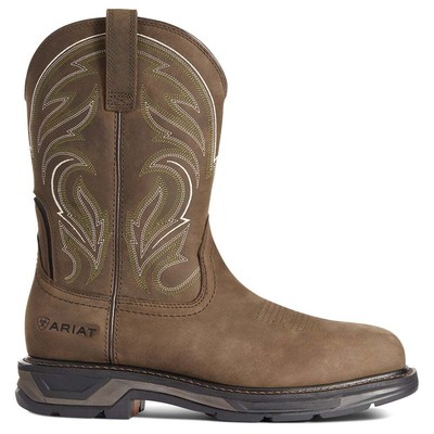 Ariat Work Hog Xt Cottonwood TooledInlay Carbon Toe Pull On Work Mens Brown Cas