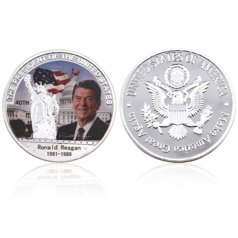 Reagan American 40th President Coin Silver Plated Commemorative Coin for Gift
