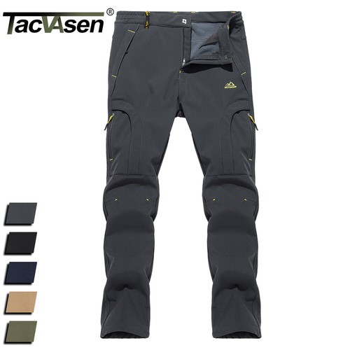 Men's Fleece Lined Ski Snow Pants 5 Zip Pocket Waterproof Hiking Winter Trousers
