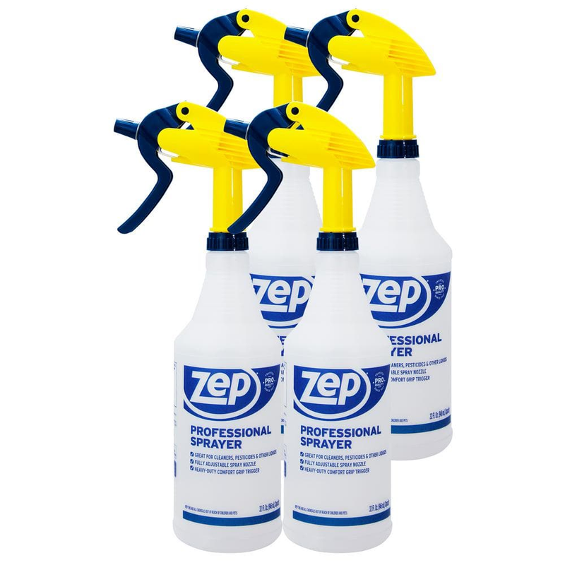 (Pack of 4) 32 Oz Professional Spray Bottle Adjustable Nozzle Chemical Resistant