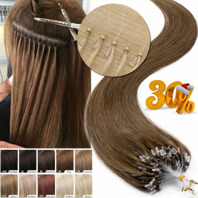 UK Double Drawn Micro Loop Ring Beads 0.5G Remy Human Hair Extensions