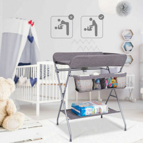 Baby Changing Table Portable Folding Diaper Station Infant Nursery w/ Storage