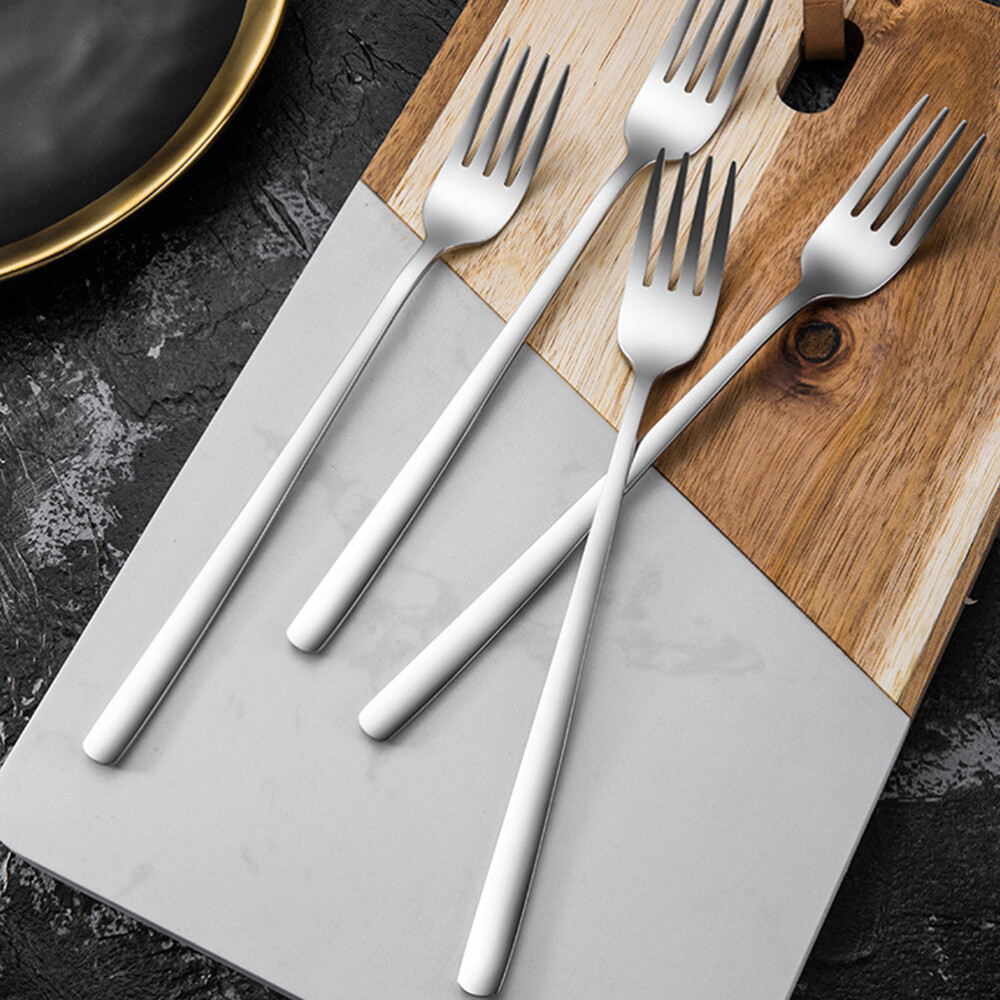 3pcs Stainless Steel Thick Forks Long Handle Dessert Fork Flatware for