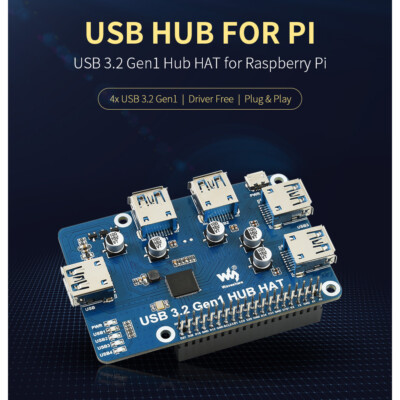 USB 3.0 HUB Expansion Board HAT Kit for RPI Pi4 Raspberry Pi 3 Model B Plus 4 5