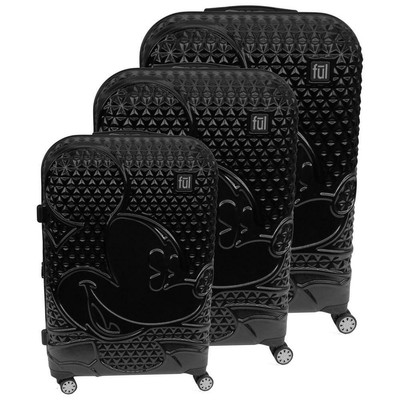 Set Hard Sided Black Textured Mickey Mouse 29" 25" 21" 3 Pie