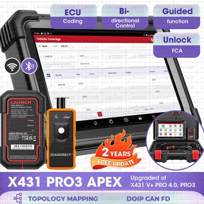Launch X431 PRO3 APEX Bidirectional Diagnostic Car Scanner K Coding Scan Tool