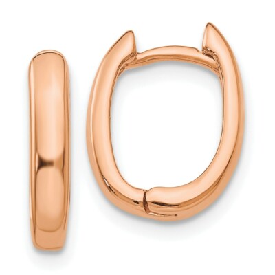 Pre-owned Skyjewelers Real 14k Rose Gold Oval Hinged Hoop Earrings; Women & Men In Pink