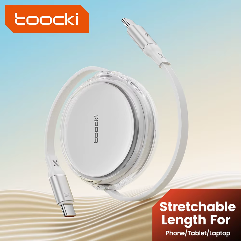 Retractable 100W USB C to USB C Cable Fast Charging for iPhone 16 15 Pro Max Sam