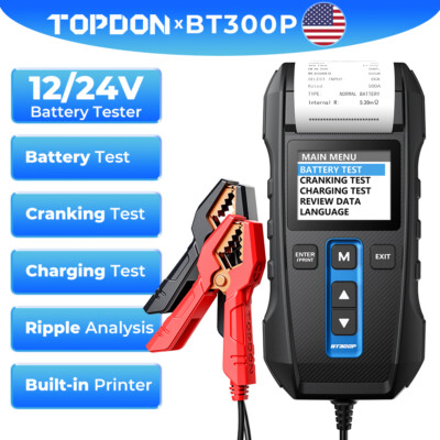 12V Car Battery Tester, TOPDON BT300P for 100-2000 CCA Lead-Acid Battery