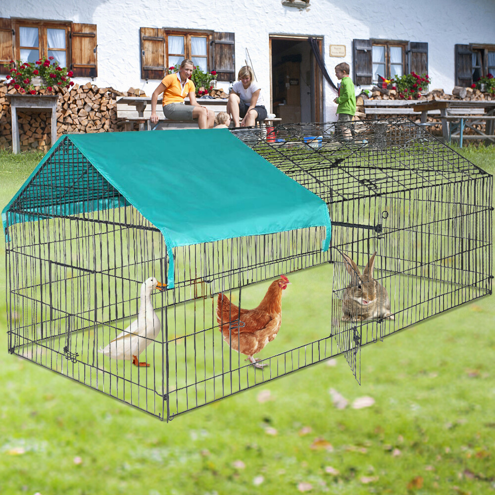  Chicken Coop Pet Cage Metal Pen Rabbit Enclosure Brooder 
