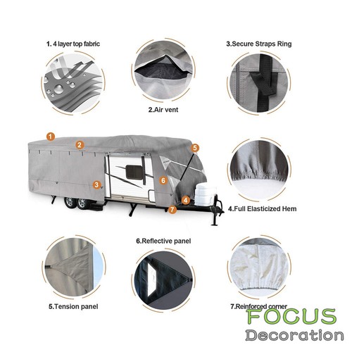 Travel Trailer RV Cover Waterproof Anti-UV 4-Ply For Camper 22 '- 24'