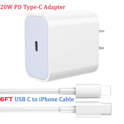 20W PD Power Fast Charger Adapter Type C Cable For iPhone 14 13 12 11 Pro Max 8