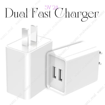 2PACK US Plug 5V 2A USB Port Wall Charger Dual USB Power Adapter Converter Lot