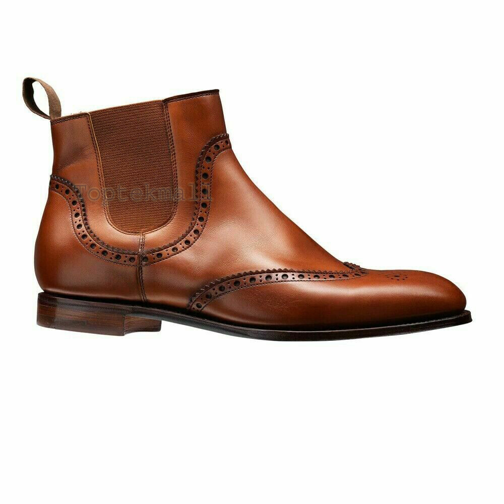 Pre-owned Handmade Women's Leather Oxford Brogue Wingtip Chelsea Fashion Boots-561 In All Colors Available