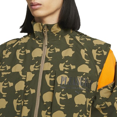 Pre-owned Puma Pleasures X Zipoff Jacket Mens Brown Casual Athletic Outerwear 62087693