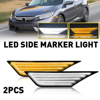 Switchback White & Dynamic Amber Side Maker Signal Light For 2016-21 Honda Civic