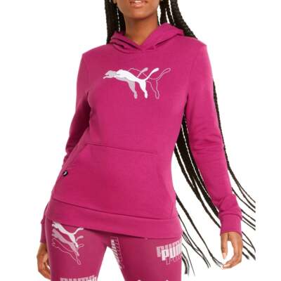 Puma Power Graphic Pullover Hoodie Женская розовая повседневная верхняя одежда 847114-14