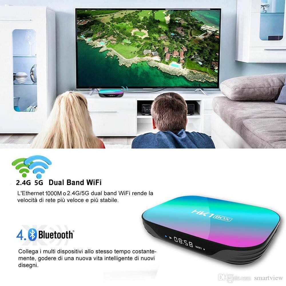 HK1 Box Android 9.0 4GB+32GB Smart TV Box S905X3 Quad Core WiFi 8K Media Player