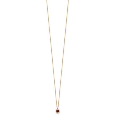 Pre-owned Diamond2deal 10k Yellow Gold Lab Grown Diamond And Ruby Pendant Necklace For Womens