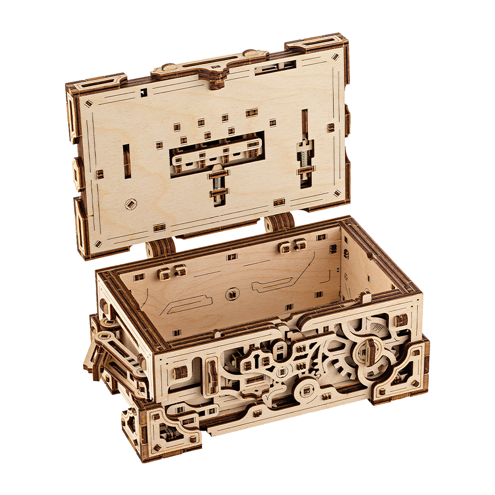 Wood Trick Enigma Chest Wooden 3d Mechanical Model Kit Puzzle Toy DIY Gift