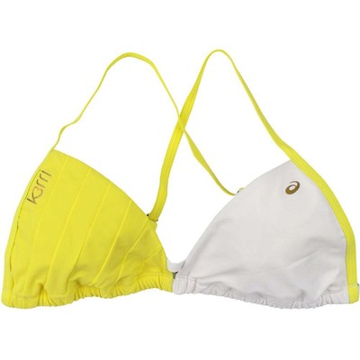 ASICS Volleyball Bikini Top Womens White, Yellow Athletic Casual KW2766-0106