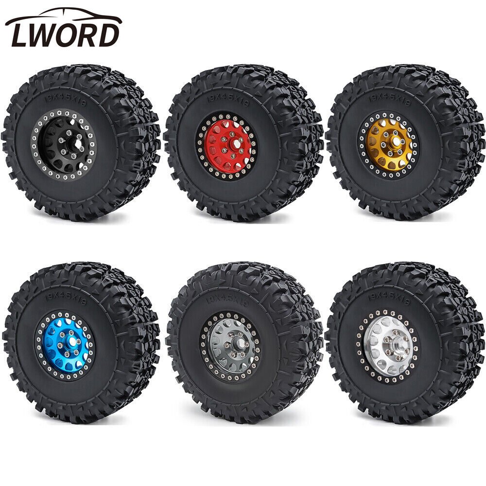 1.9 Beadlock Wheel Rim Tires Set for 1/10 RC Car Axial SCX10 90046 TRX4 TRX6