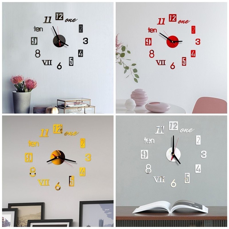 Frameless Digital Clock Silent Clock Wall Clock Sticker 3D Wall Clock  Home