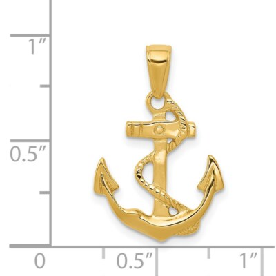 Pre-owned Superdealsforeverything Real 14kt Yellow Gold Solid Polished Anchor Pendant