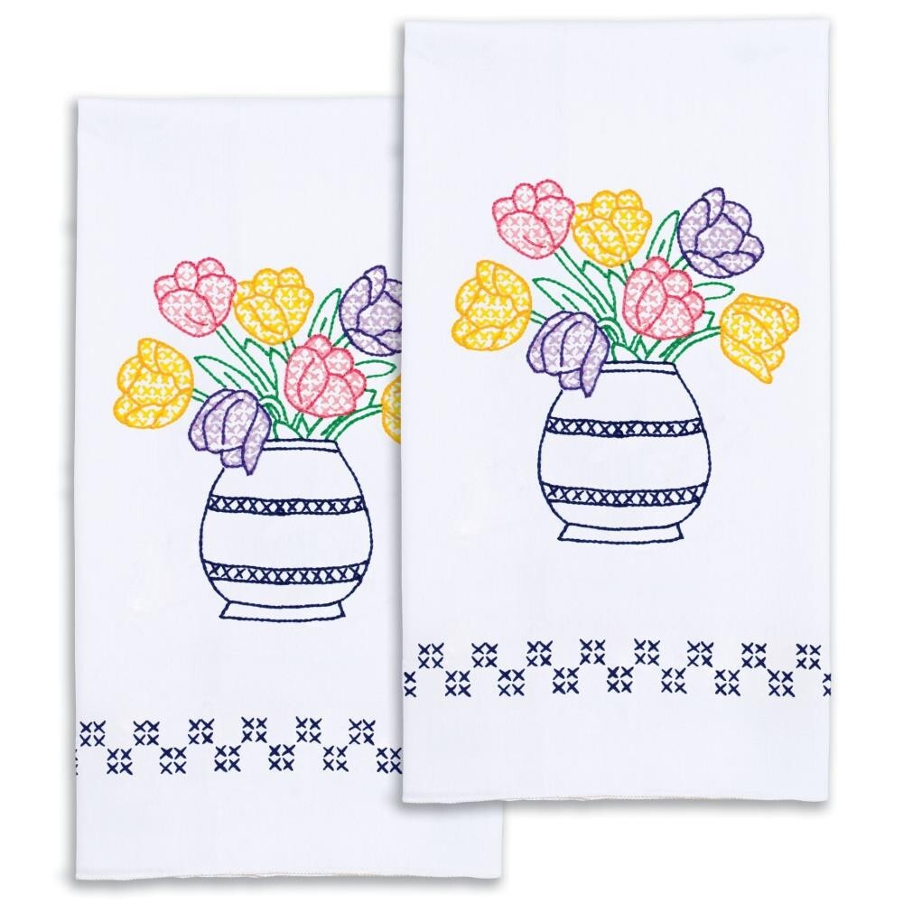 Beautiful Blooms Jack Dempsey Needleart Hand Towels Stamped Cross Stitch