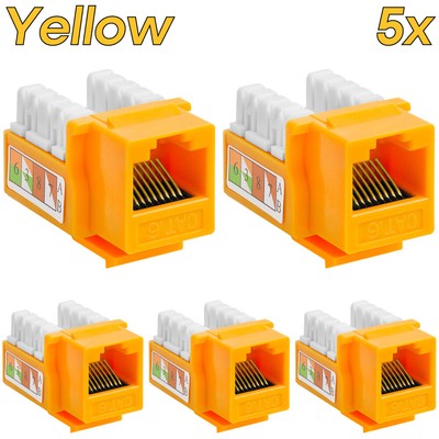 5x Cat6 Keystone Jack Ethernet 8P8C RJ45 Connector 110 Punchdown for Patch Panel