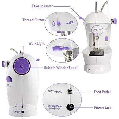 Nex Sewing Machines Double Speed Portable For Beginner, With Foot Pedal, 2 White