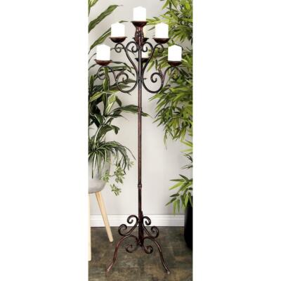 Vintage Floor Candelabra Stand, Tall 7-Candle Votive Pillar 