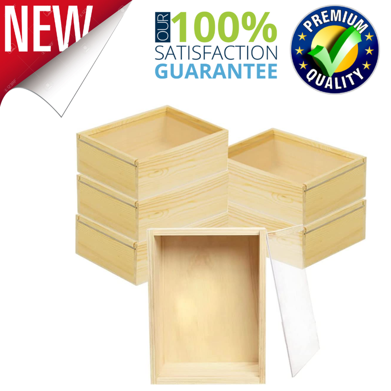 Es With Sliding Acrylic Lid For Crafts Wooden Gift Jewelry 6pack