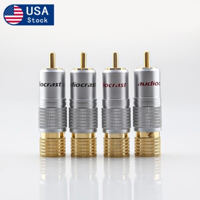 4Pcs Gold Plated RCA Plug Screw Lockable A/V Connector Hifi Audio Cable Adapter