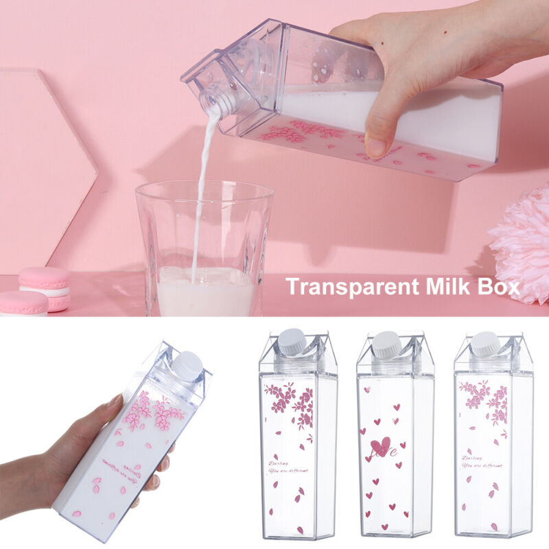Travel Water Drinking Cup Clear Water Bottle Milk Box Carton Shape