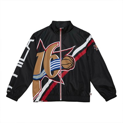 

Mitchell - Ness NBA Philadelphia 76ers Exploded Logo Warm Up Jacket Men black/w, Черный, Mitchell - Ness NBA Philadelphia 76ers Exploded Logo Warm Up Jack