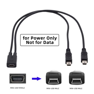 Splitter Mini USB 2.0 Female DC 5V to Dual Mini USB 5Pin Male Extension Cable