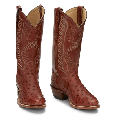 Pre-owned Tony Lama Mccandles 13" Round Toe Men's Boot In Brandy/brown/ostrich