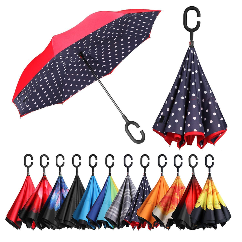 Bagail Double Layer Inverted Umbrellas Reverse Folding Umbrella Windproof